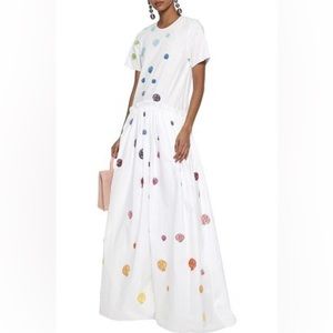 Rosie Assoulin Ebb and Flow Drop-Waist Floor-Length Maxi Dress in Cotton Poplin